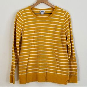 Old Navy Marigold and White Striped Thin Sweater